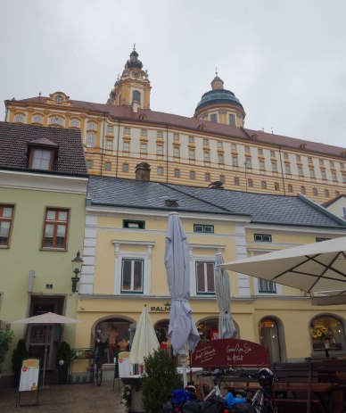 Melk Abbey looms over the town